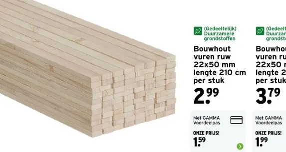 Aanbieding: Bouwhout vuren ruw
