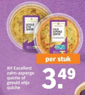 Aanbieding: zalm-asperge quiche of gevuld eitje quiche