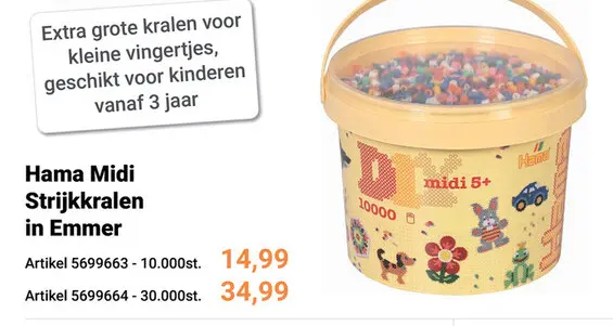 Aanbieding: Hama Midi Strijkkralen in Emmer, 10.000st.