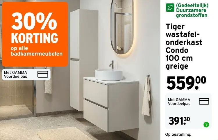 Aanbieding: Wastafelonderkast Condo 100 cm greige