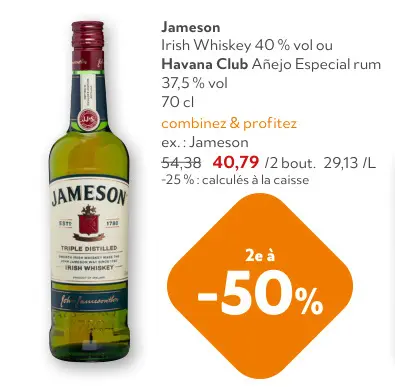 Offre: Irish Whiskey ou Rum Añejo Especial