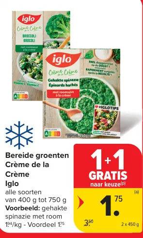 Promotie: Bereide groenten Crème de la Crème