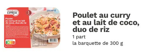 Offre: Poulet au curry et au lait de coco, duo de ri