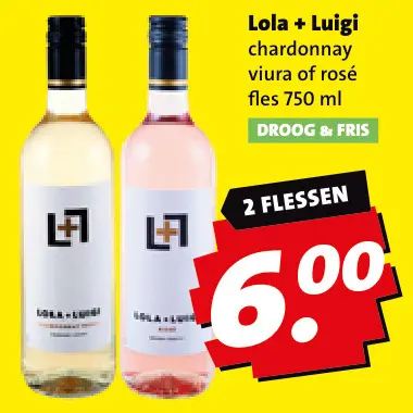 Aanbieding: Lola + Luigi chardonnay viura of rosé