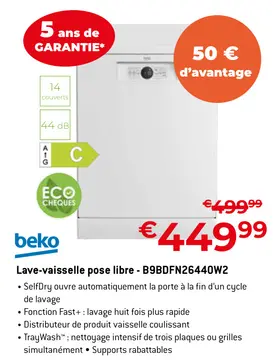 Offre: Lave-vaisselle pose libre - B9BDFN26440W2