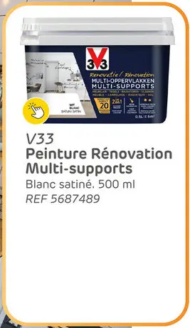 Offre: Peinture v33 rénovation multi-supports blanc satiné 500ml
