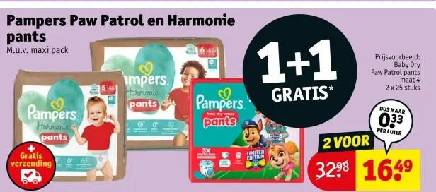 Aanbieding: Pampers Paw Patrol en Harmonie pants