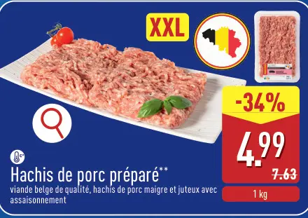 Offre: Hachis de porc préparé
