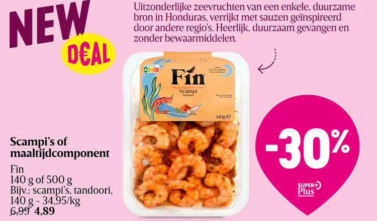Aanbieding: Scampi's of maaltijdcomponent