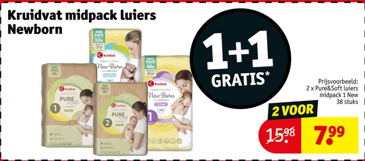 Promotie: Kruidvat midpack luiers Newborn