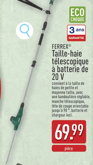 Offre: Taille-haie télescopique à batterie de 20 V