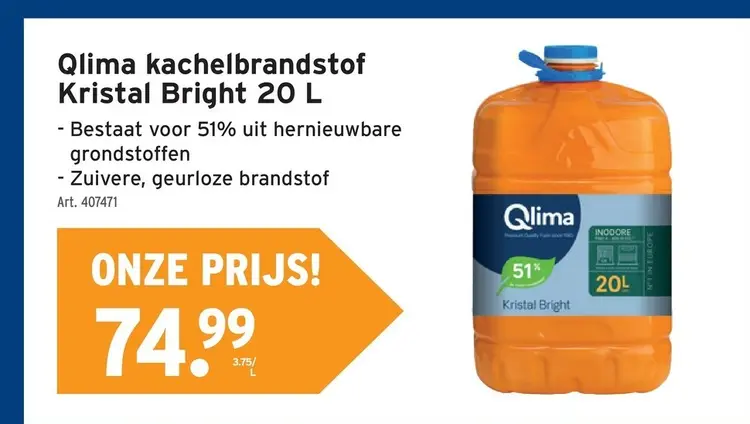 Promotie: Qlima kachelbrandstof Kristal Bright