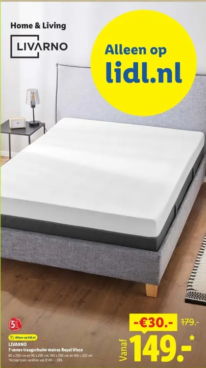 Aanbieding: 7-zones traagschuim matras Royal Visco