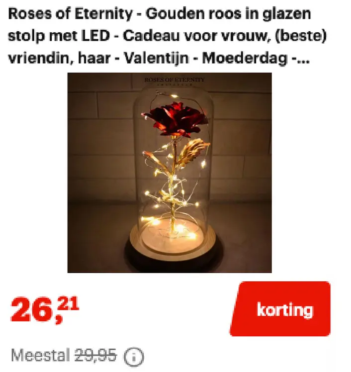 Aanbieding: Roses of eternity - gouden roos in glazen stolp