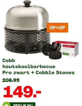 Aanbieding: Cobb houtskoolbarbecue Pro zwart + Cobble Sto