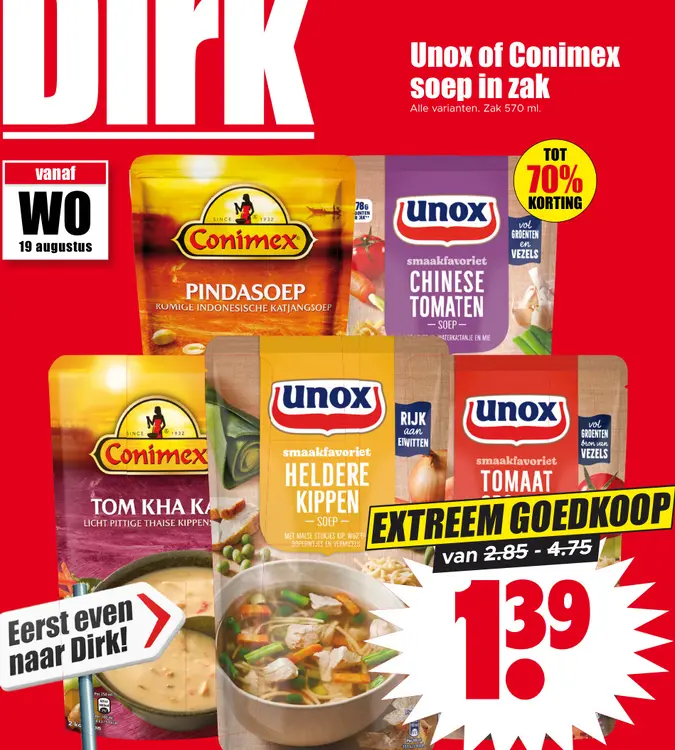 Aanbieding: Unox of Conimex soep in zak