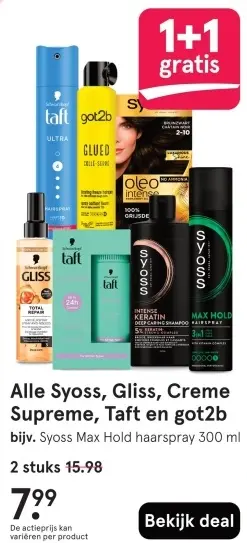 Aanbieding: Alle Syoss, Gliss, Creme Supreme, Taft en got2b