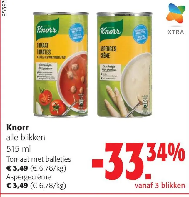 Aanbieding: Knorr Tomaat met balletjes / Aspergecrème
