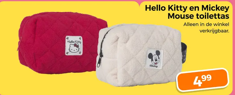 Aanbieding: Hello Kitty en Mickey Mouse toilettas