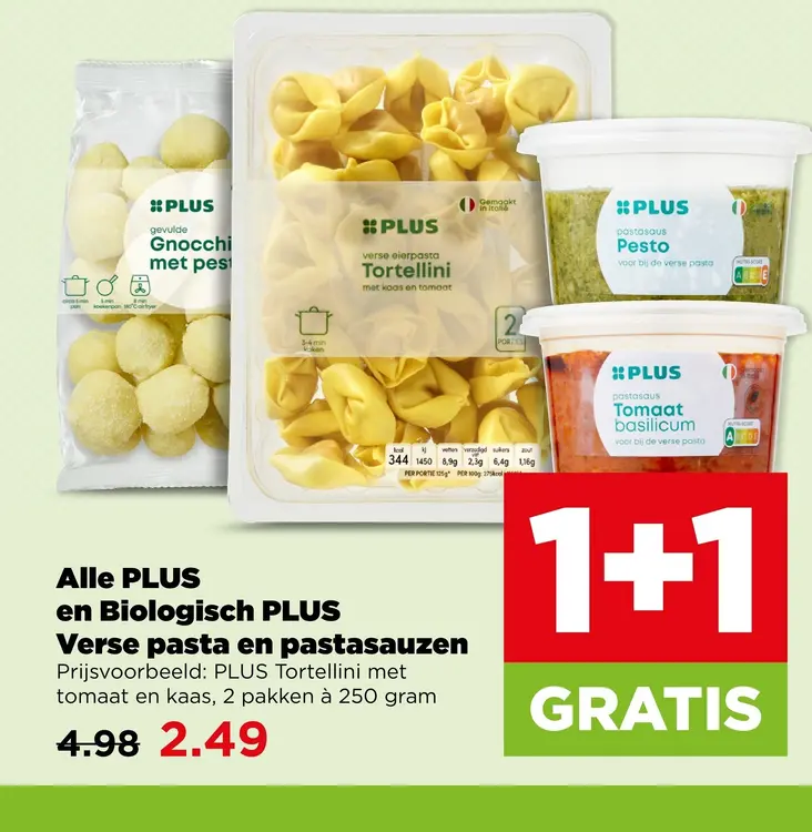 Aanbieding: Alle PLUS en Biologisch PLUS Verse pasta en pastasauzen