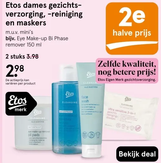 Aanbieding: Etos dames gezichtsverzorging, -reiniging en maskers