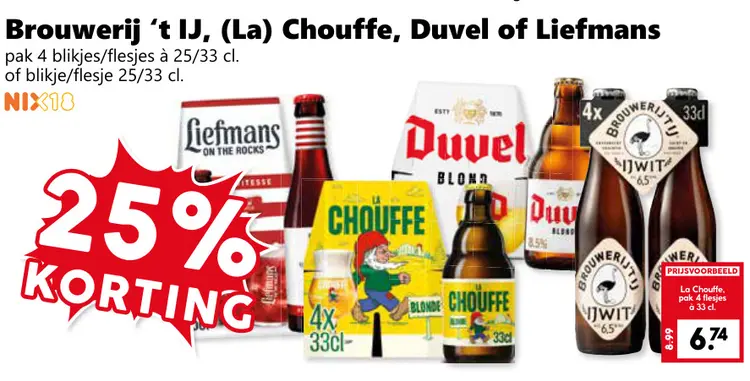 Aanbieding: Brouwerij 't IJ, (La) Chouffe, Duvel of Liefmans