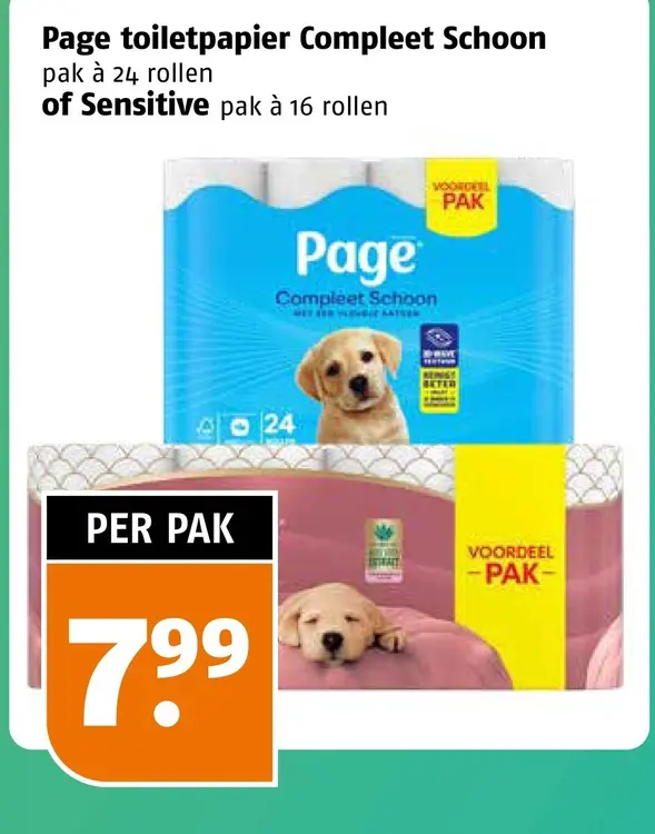 Aanbieding: Page toiletpapier Compleet Schoon of Sensitive