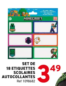 Offre: Set de 18 etiquettes scolaires autocollantes