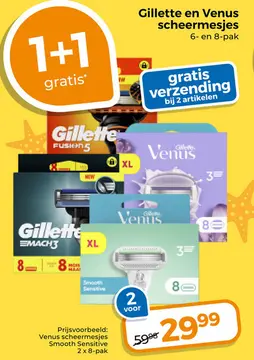 Aanbieding: Gillette en Venus scheermesjes