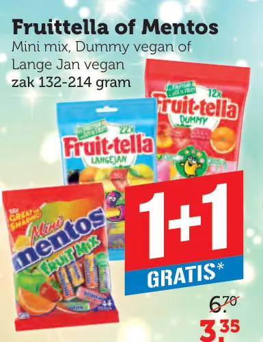 Aanbieding: Fruittella of Mentos