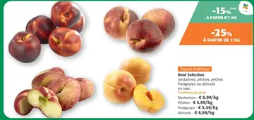 Offre: Nectarines, pêches, pêches Paraguayo ou abricOTS