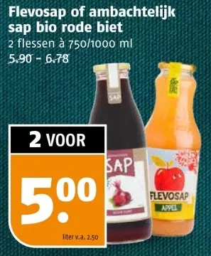 Aanbieding: Flevosap of ambachtelijk sap bio rode biet