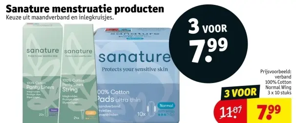 Aanbieding: Sanature menstruatie producten