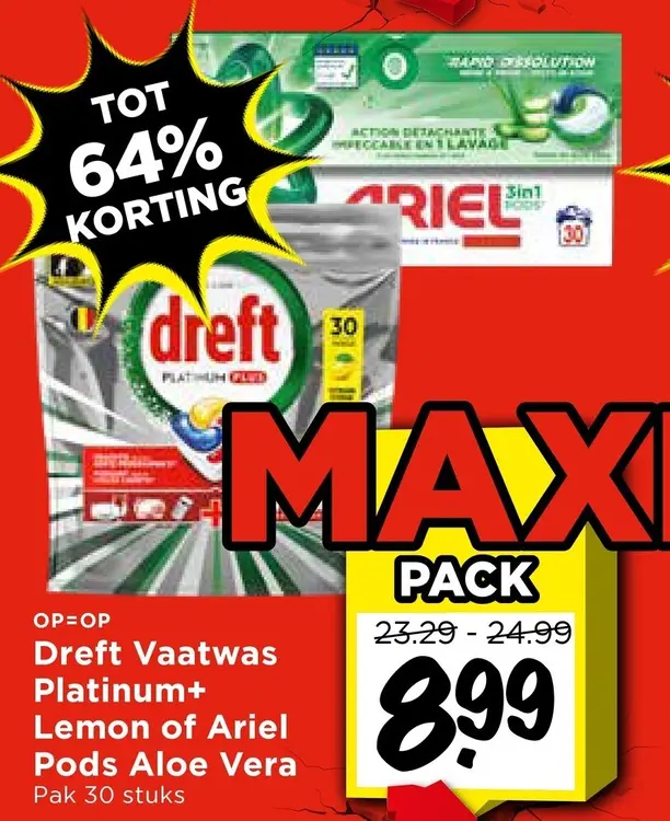 Aanbieding: Vaatwas Platinum+ Lemon of Ariel Pods Aloe Vera