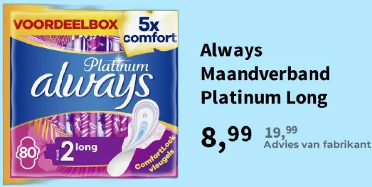 Aanbieding: Maandverband Platinum Long