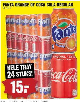 Aanbieding: Fanta orange of Coca Cola regular