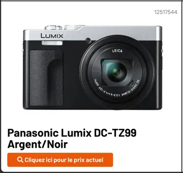Offre: Panasonic Lumix DC-TZ99 Argent/Noir