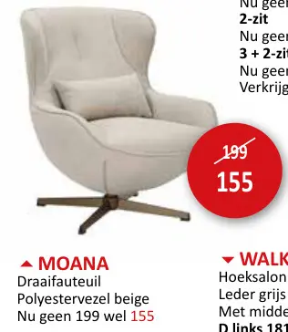 Aanbieding: Moana Draaifauteuil Polyestervezel beige