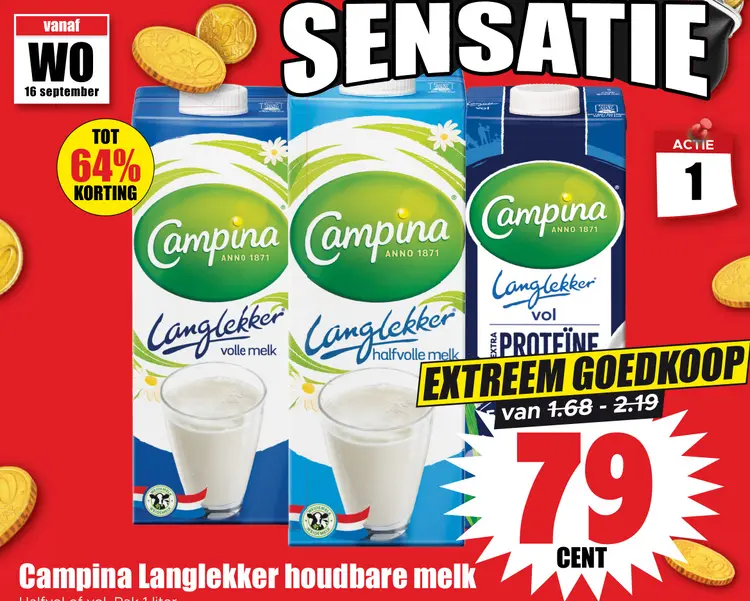 Aanbieding: Campina Langlekker houdbare melk