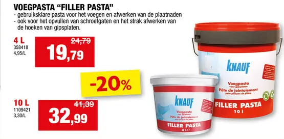 Promotie: Knauf Voegpasta filler pasta 4l