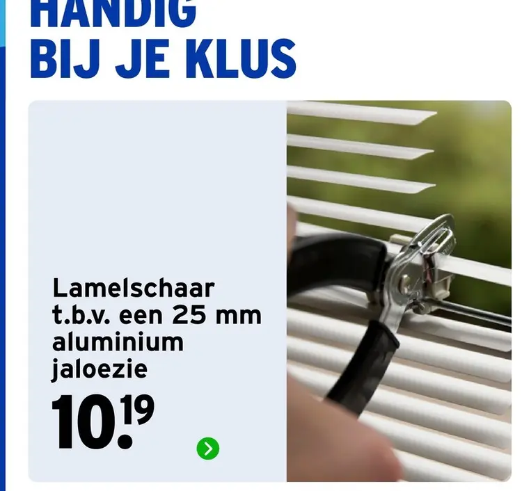 Aanbieding: Lamelschaar t.b.v. een 25 mm aluminium jaloezie