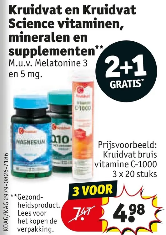 Aanbieding: Kruidvat en Kruidvat Science vitaminen, mineralen en supplementen