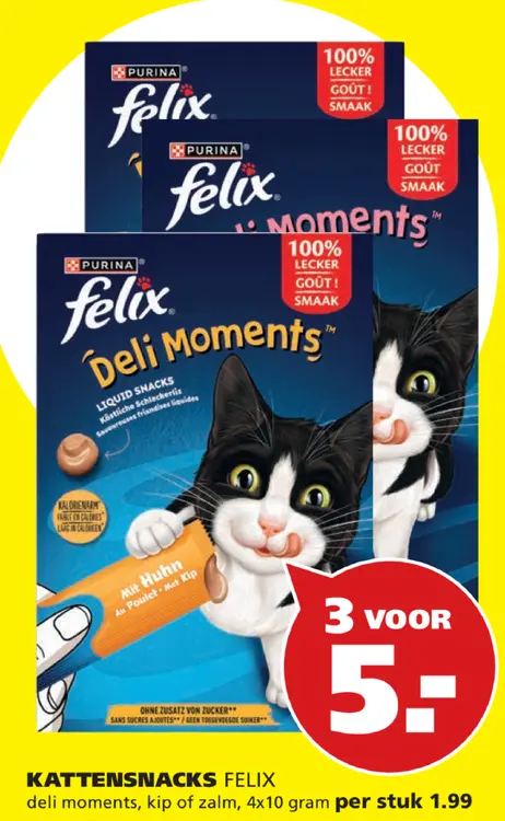 Aanbieding: Kattensnacks Felix deli moments, kip of zalm
