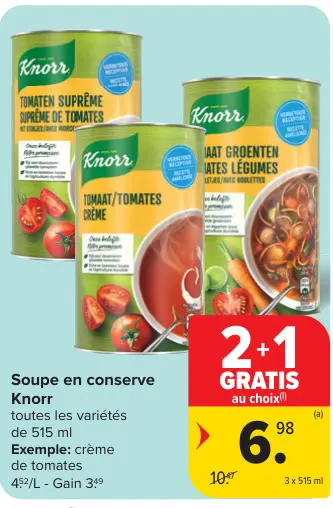 Offre: Soupe en conserve