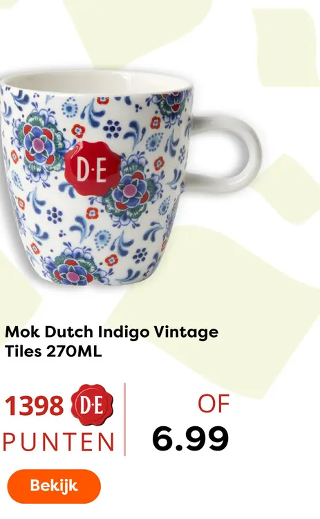 Aanbieding: Mok Dutch Indigo Vintage Tiles