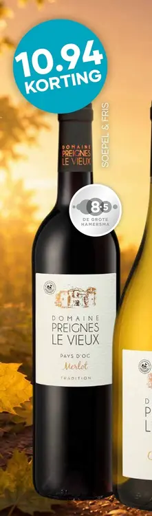 Aanbieding: Domaine Preignes Le Vieux Pays d'Oc Merlot (€34 per doos)