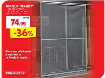 Promotie: Confortex Veranda vliegendeur 150x220 cm wit