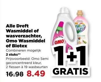 Aanbieding: Dreft Wasmiddel of wasverzachter, Omo Wasmidd