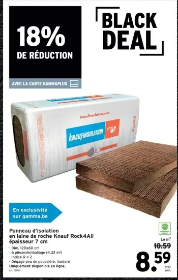 Offre: Panneau d'isolation en laine de roche Knauf