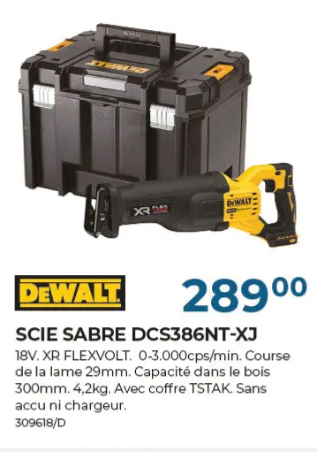 Offre: Scie sabre dcs386nt-xj